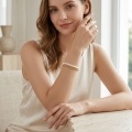 wholesale 925 Sterling Silver Elegant Pearl & Gold Chain Bracelet Set In Sterling -0-3
