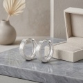 wholesale 925 Sterling Silver Brushed Finish Hoop Earrings For Women Men-0-2