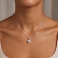 wholesale 925 Sterling Silver Round Moissanite Solitaire Pendant Necklace With Chain For Women-0-2