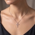 wholesale 925 Sterling Silver Moissanite Cross Pendant Necklace With Chain For Women-0-6