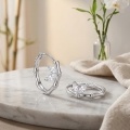 wholesale 925 Sterling Silver Bamboo Hoop Earrings With Marquise Zirconia Leaves For Women-0-3