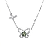 wholesale 925 Sterling Silver Butterfly Moissanite Pendant Necklace For Women-