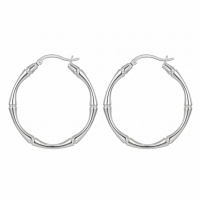 wholesale 925 Sterling Silver Elegant Sterling Silver Bamboo Style Textured Hoop Earrings for Women-undefined