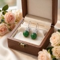 wholesale 925 Sterling Silver Drop Earrings Cubic Zirconia Star Green Jade Ball For Women-0-3