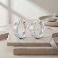 wholesale 925 Sterling Silver Brushed Finish Hoop Earrings For Women Men-0-1