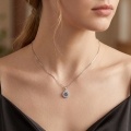 wholesale 925 Sterling Silver Rainbow Moissanite Halo Pendant Necklace With Chain For Women-0-1