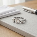 wholesale 925 Sterling Silver Initial Letter Open Ring Twisted Rope Ball Bead Adjustable Band For Women-0-3
