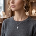 wholesale 925 Sterling Silver Butterfly Pendant Necklace With Moissanite And Mother Of Pearl For Women-0-1