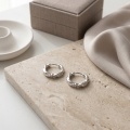 wholesale 925 Sterling Silver Wavy Twisted Hoop Earrings For Women Polished Chunky Hoops-0-1