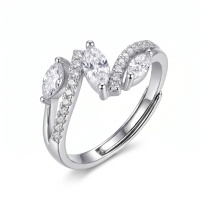 wholesale 925 Sterling Silver Marquise Cubic Zirconia Pave Adjustable Ring For Women-undefined