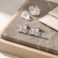wholesale 925 Sterling Silver Elegant Butterfly CZ Stud Earrings with Sterling  Post Backings-0-3