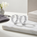 wholesale 925 Sterling Silver Elegant  Hoop Earring with CZ Accent-0-1