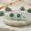 wholesale 925 Sterling Silver Elegant Green Gemstone Ring With Cz Accents In  Setting-0-3