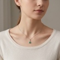 wholesale 925 Sterling Silver Elegant White Gold Pendant with Vibrant Green Gemstone and CZ Accents-0-4