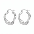 wholesale 925 Sterling Silver Twisted Hoop Earrings For Women Polished Oval Lightweight Jewelry Gift-0-0
