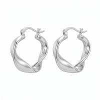 wholesale 925 Sterling Silver Twisted Hoop Earrings For Women Polished Oval Lightweight Jewelry Gift-undefined
