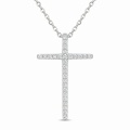 wholesale 925 Sterling Silver Moissanite Cross Pendant Necklace With Chain For Women-0-0