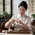 wholesale 925 Sterling Silver Hand-Hammered Silver Teapot with Cherry Blossom and Fish Engravings, Jade Finial, and Rattan Handle - Handicraft-0-3