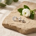wholesale 925 Sterling Silver Elegant  Crescent Moon CZ Stud Earrings-0-2
