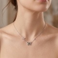 wholesale 925 Sterling Silver Butterfly Moissanite Pendant Necklace For Women-0-1