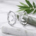 wholesale 925 Sterling Silver Bamboo Hoop Earrings With Marquise Zirconia Leaves For Women-0-1