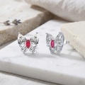wholesale 925 Sterling Silver Butterfly Stud Earrings With Clear And Red Cubic Zirconia For Women-0-3