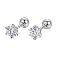 wholesale 925 Sterling Silver Elegant Star-Shaped Crystal Stud Earrings with Secure Screw Closure-undefined
