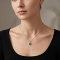 wholesale 925 Sterling Silver Elegant Oval Green Gemstone Pendant with CZ Accents in  Setting-0-4