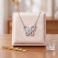 wholesale 925 Sterling Silver Butterfly Pendant Necklace With Round Moissanite Stone For Women-0-0