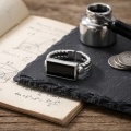 wholesale 925 Sterling Silver Elegant  Rope Band Ring with Rectangular Black Onyx Stone-0-1