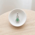 wholesale 925 Sterling Silver Teardrop Green Jade Pendant Filigree Knot Design Jewelry For Women-0-2