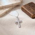 wholesale 925 Sterling Silver Moissanite Cross Pendant Necklace With Chain For Women-0-1