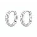 wholesale 925 Sterling Silver  Textured Hoop Earring with Turquoise Accent-0-0