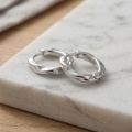 wholesale 925 Sterling Silver Wavy Twisted Hoop Earrings For Women Polished Chunky Hoops-0-3