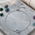 wholesale 925 Sterling Silver Blue Moissanite Cushion Halo Adjustable Box Chain Bracelet For Women-0-1
