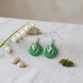 wholesale 925 Sterling Silver Elegant Jade Disc Earring with CZ-Set Leaf Pendant in Sterling -0-1
