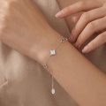 wholesale 925 Sterling Silver Elegant Sterling  Clover Charm Bracelet with Adjustable Chain Link Design-0-3
