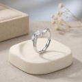 wholesale 925 Sterling Silver Marquise Cut Cubic Zirconia Adjustable Open Ring For Women-0-3