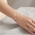 wholesale 925 Sterling Silver Elegant Pearl and  Chain Bracelet with Adjustable Lobster Clasp-0-3