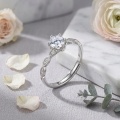 wholesale 925 Sterling Silver Round Cubic Zirconia Leaf Design Adjustable Ring For Women-0-3