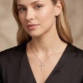 wholesale 925 Sterling Silver Moissanite Cross Pendant Necklace With Chain For Women-0-4