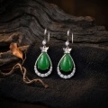 wholesale 925 Sterling Silver Butterfly Drop Earrings Green Jade Pear Cubic Zirconia For Women-0-1