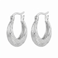 wholesale 925 Sterling Silver Textured Wave Oval Hoop Earrings For Women-undefined