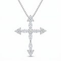 wholesale 925 Sterling Silver Moissanite Cross Pendant Necklace With Chain For Women-0-2
