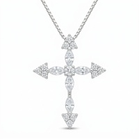 wholesale 925 Sterling Silver Moissanite Cross Pendant Necklace With Chain For Women-