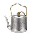 wholesale 999 Pure Silver Handcrafted Silver-toned Teapot With Intricate Bamboo Engravings And Elegant Metallic Handle - Handicraft-0-0