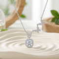 wholesale 925 Sterling Silver Butterfly Cushion Cut Moissanite Halo Pendant Necklace For Women-0-1