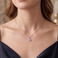 wholesale 925 Sterling Silver Moissanite Fan Shaped Pendant Necklace With Chain For Women-0-1