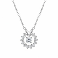 wholesale 925 Sterling Silver Butterfly Moissanite Halo Pendant Necklace For Women-