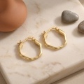 wholesale 925 Sterling Silver Handcrafted Textured S925 Sterling Silver Irregular Geometric Hoop Earring-0-2